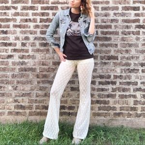 Forever 21 Ivory Crochet Bell Bottoms